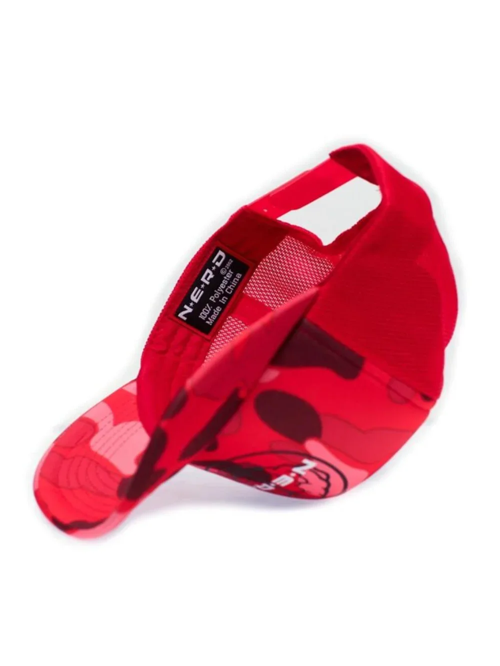 NERD Trucker Hat Pharrell Neptunes Y2K Retro Camo Brain Logo Mesh Snapback Cap